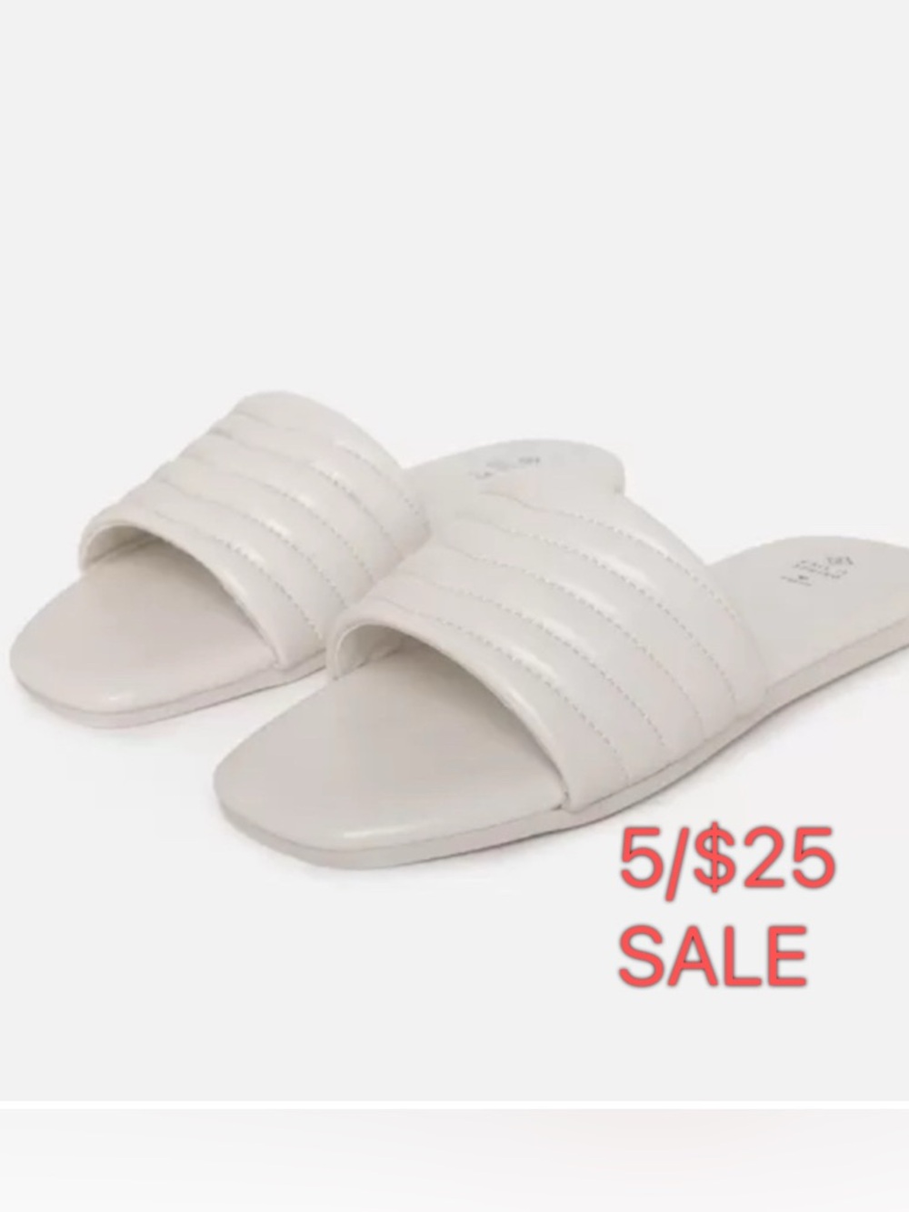 Call It Spring Women’s White Open Toe Flat Slip On Sandals | 5/$25 SALE